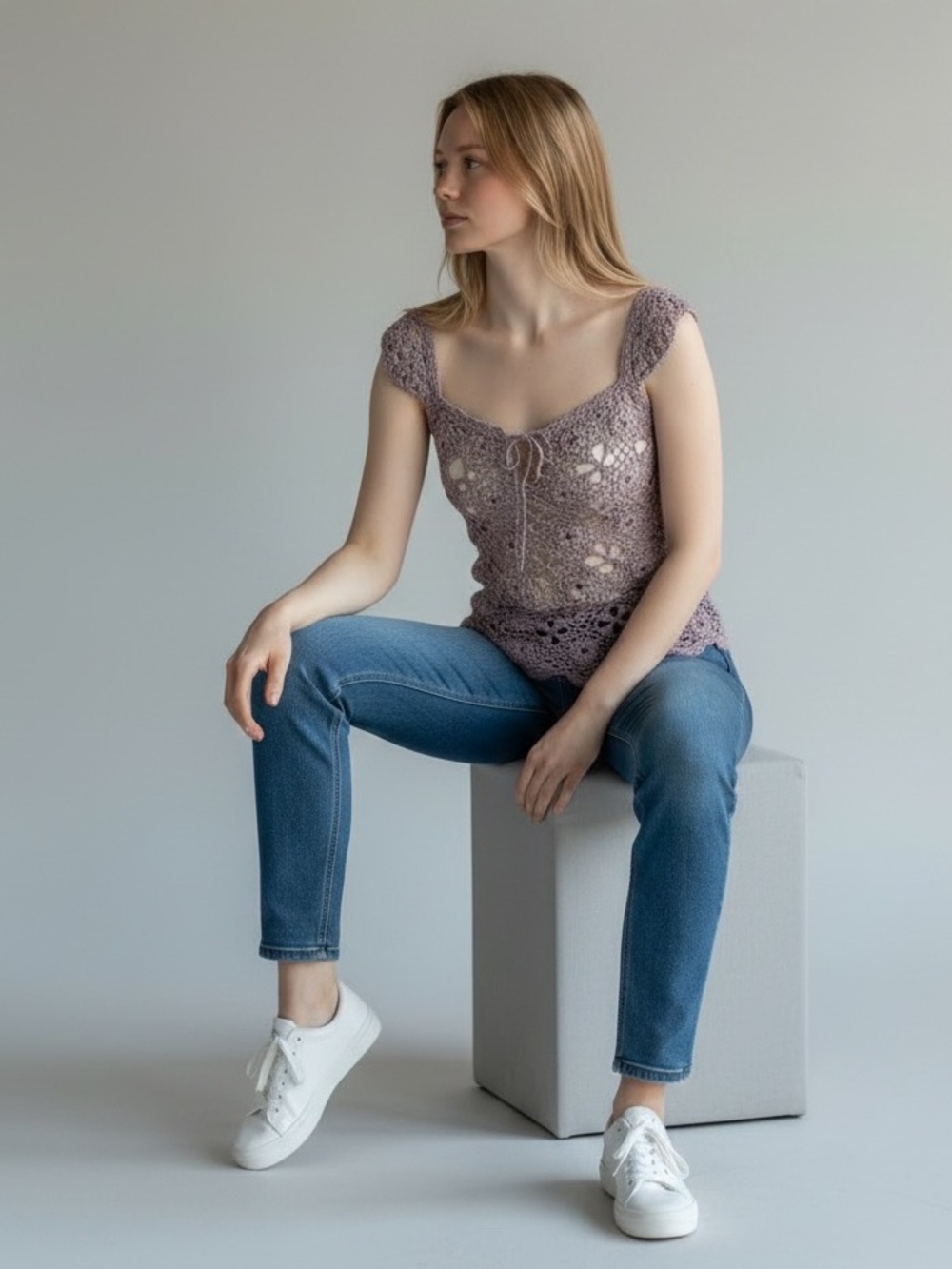 🌸🩷The Limited Crochet Lace Blouse in Light Purple - Picture 3 of 15